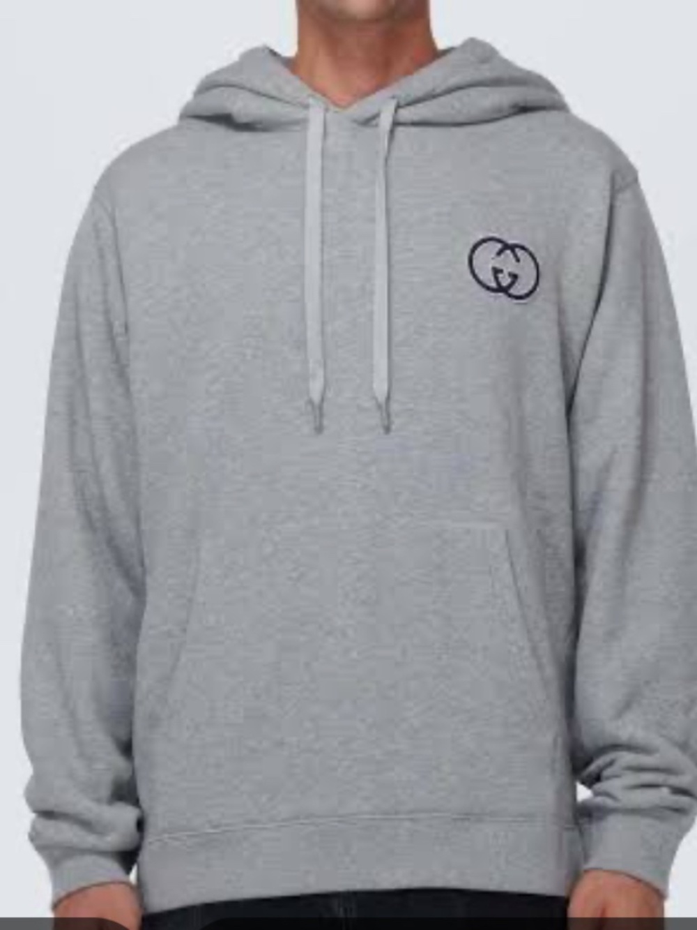 Men’s Gucci Interlocking G Embroidered Jersey Cotton Hoodie.  Size M.